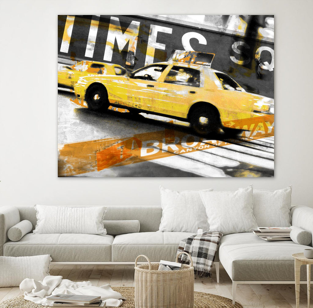 Times Square Taxi par GI ArtLab sur GIANT ART - scène de ville orange