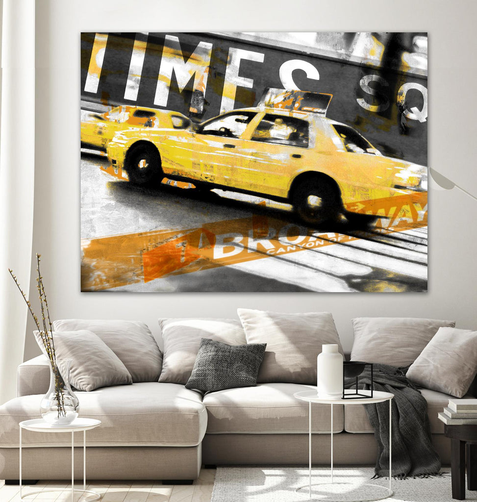 Times Square Taxi by GI ArtLab on GIANT ART - orange city scene