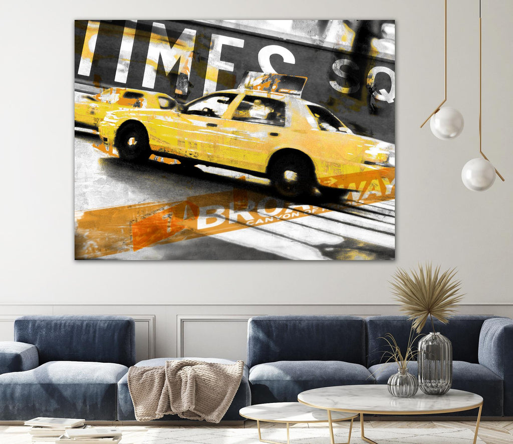 Times Square Taxi par GI ArtLab sur GIANT ART - scène de ville orange