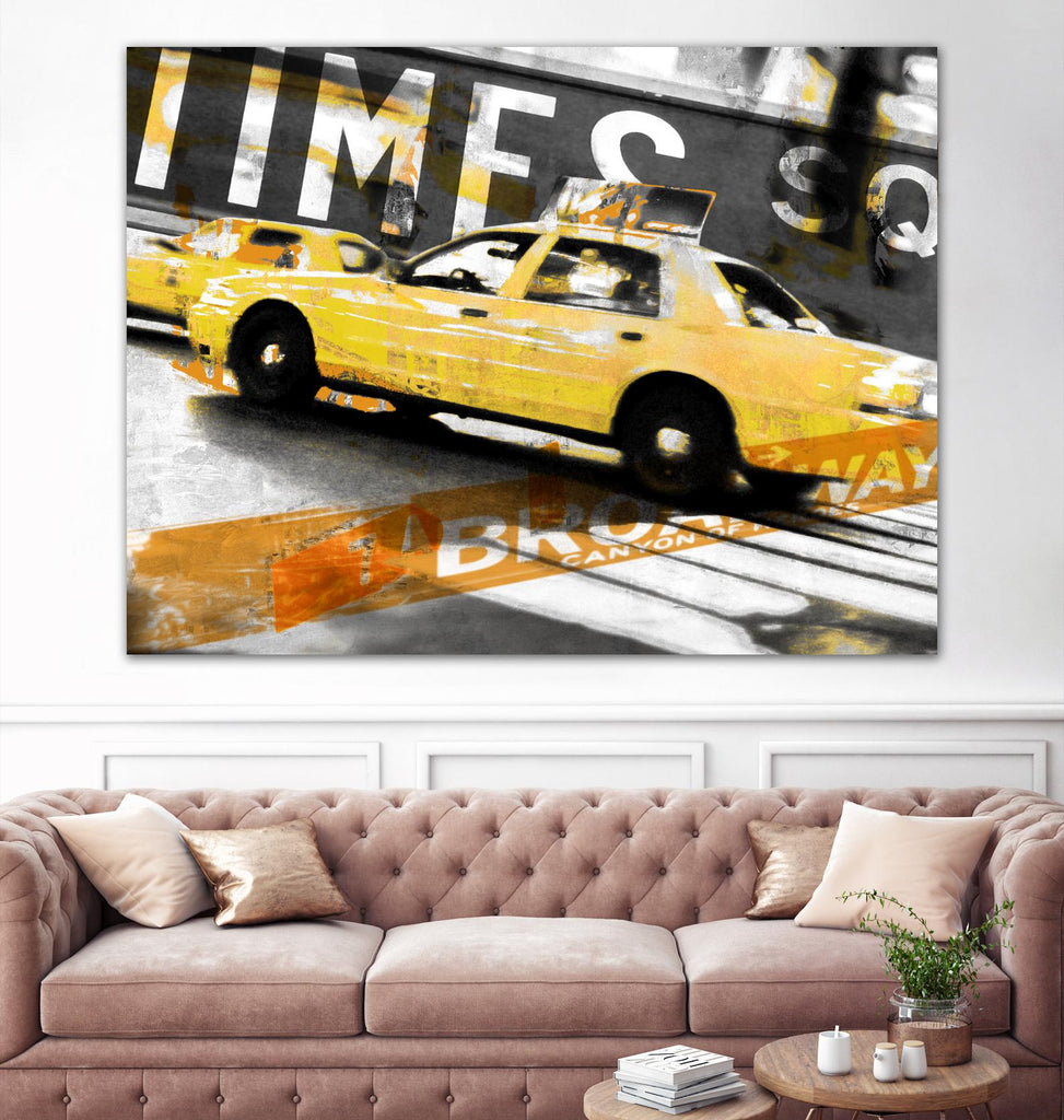 Times Square Taxi by GI ArtLab on GIANT ART - orange city scene