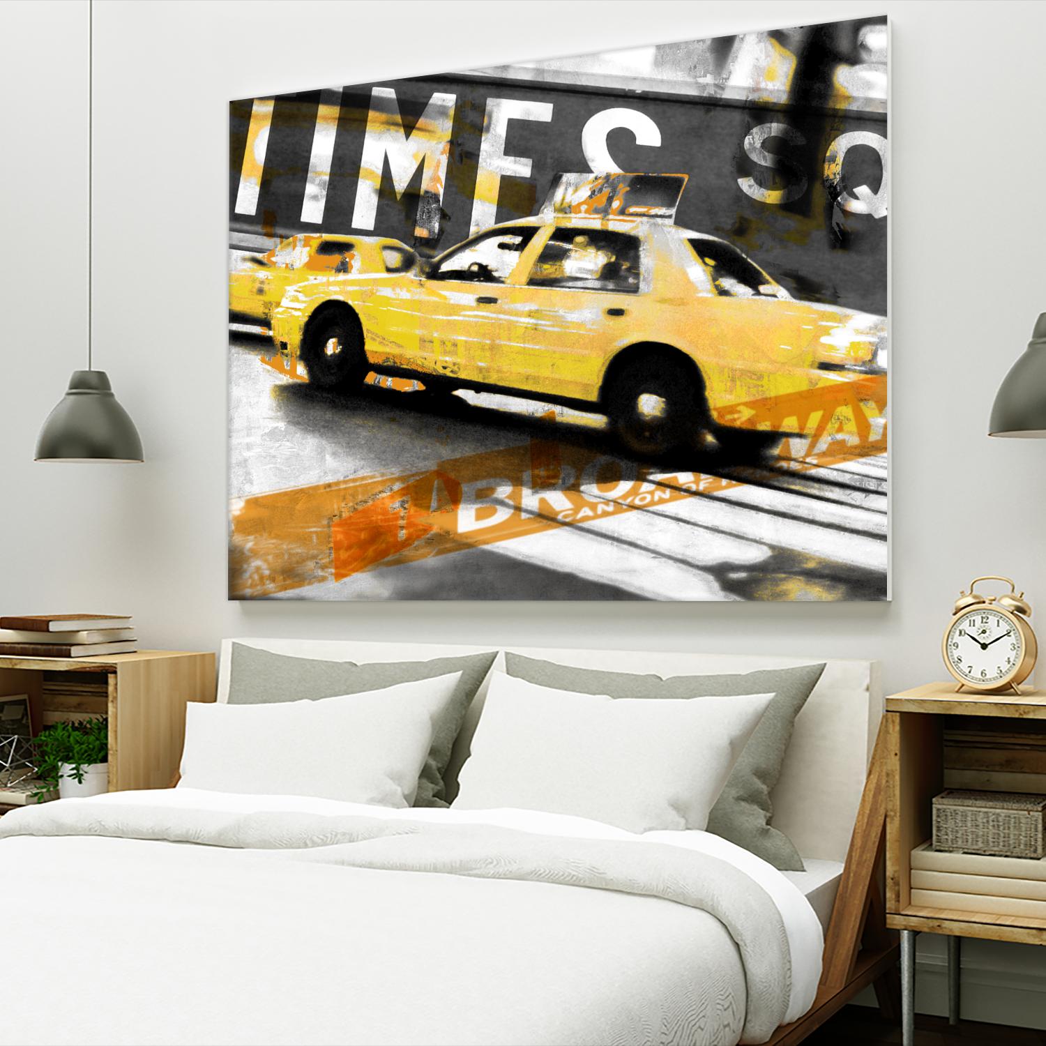 Times Square Taxi by GI ArtLab on GIANT ART - orange city scene