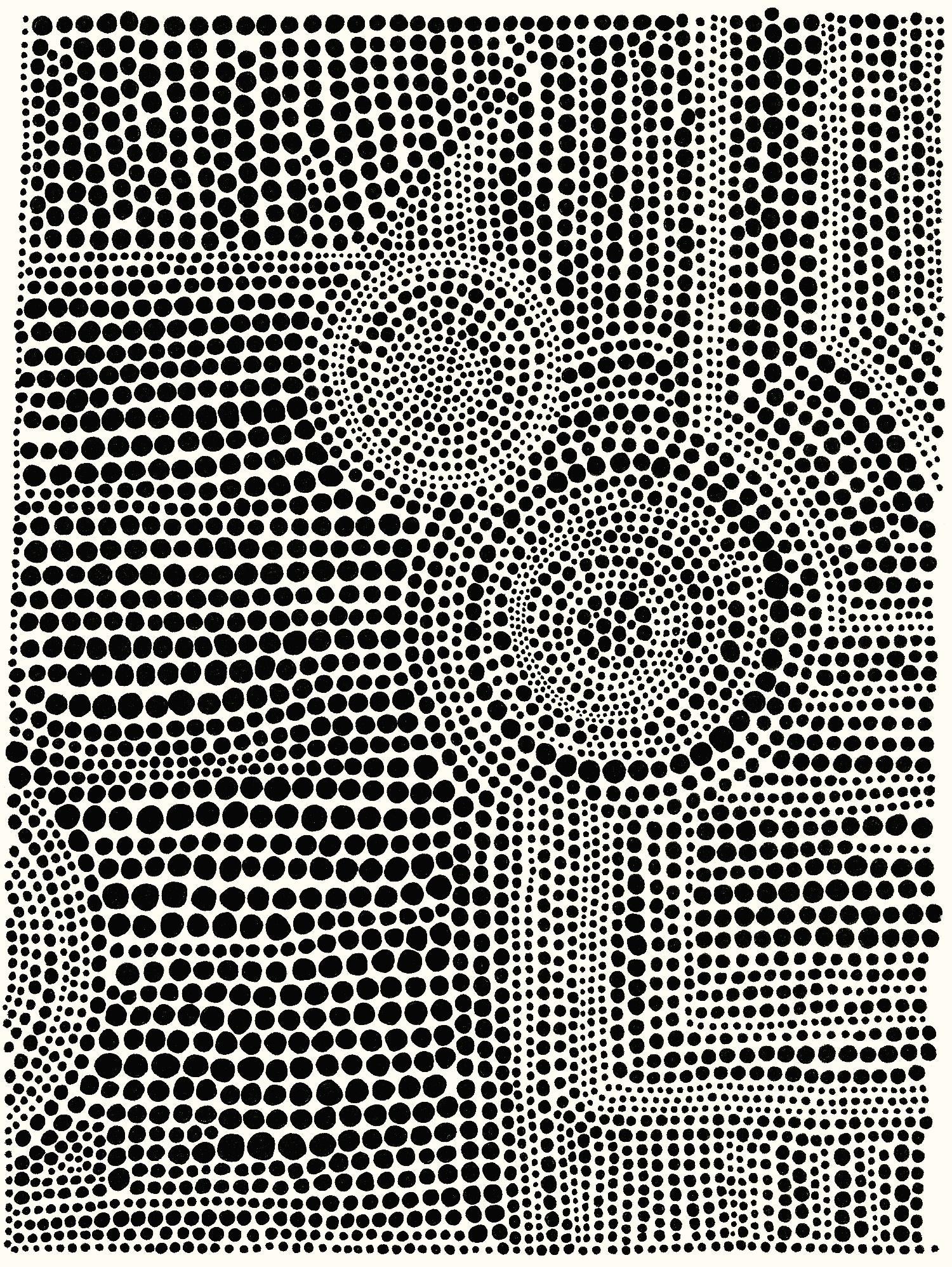 Clustered Dots A par Natasha Marie sur GIANT ART - points blancs, noirs et blancs