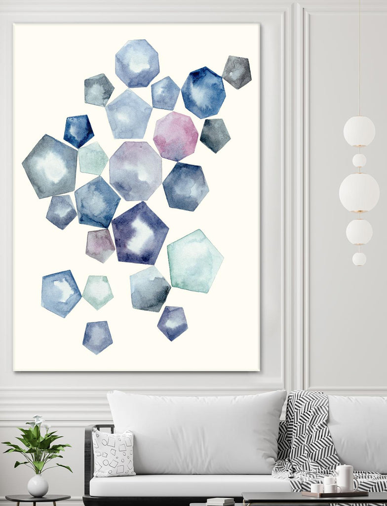 Watercolor Hexagons A by Natasha Marie on GIANT ART - red abstract