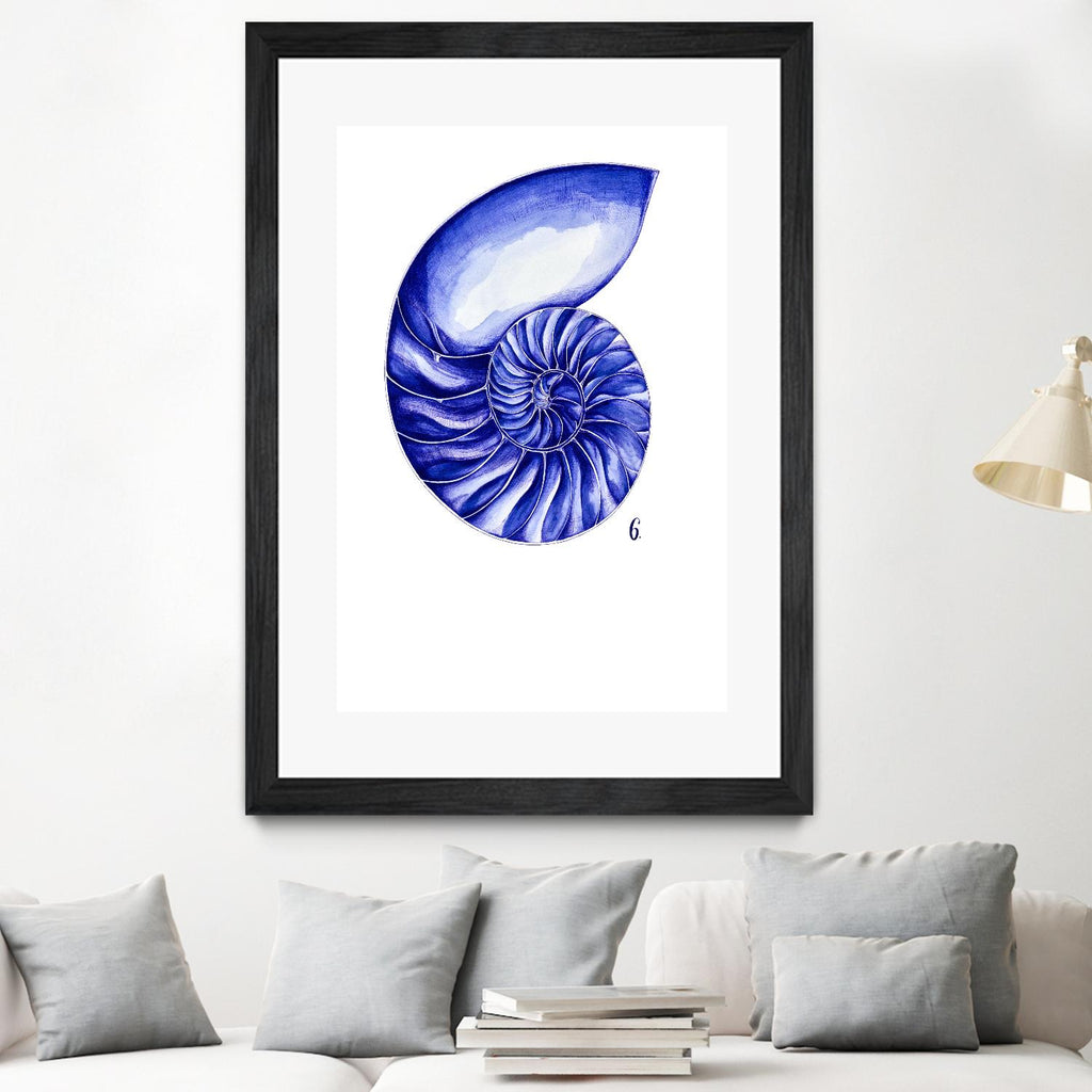 Sea Life in Pen 6 by Millie Brooks on GIANT ART - blue botanical
