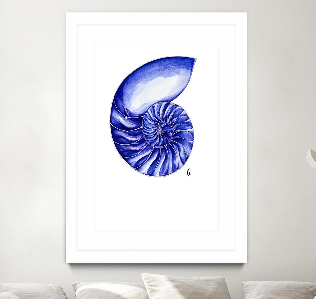 Sea Life in Pen 6 by Millie Brooks on GIANT ART - blue botanical