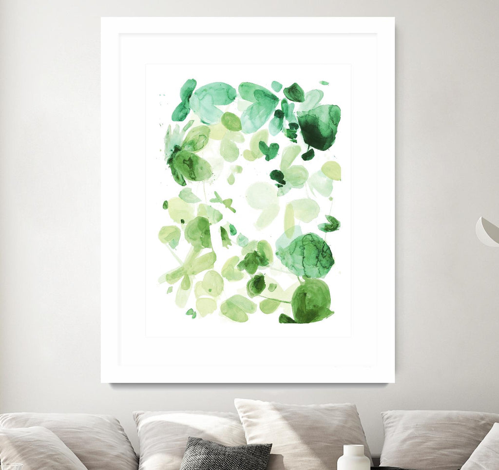 Butterfly Dance in Green C by Allyson Fukushima on GIANT ART - white abstract