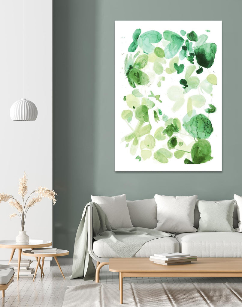 Butterfly Dance in Green C by Allyson Fukushima on GIANT ART - white abstract