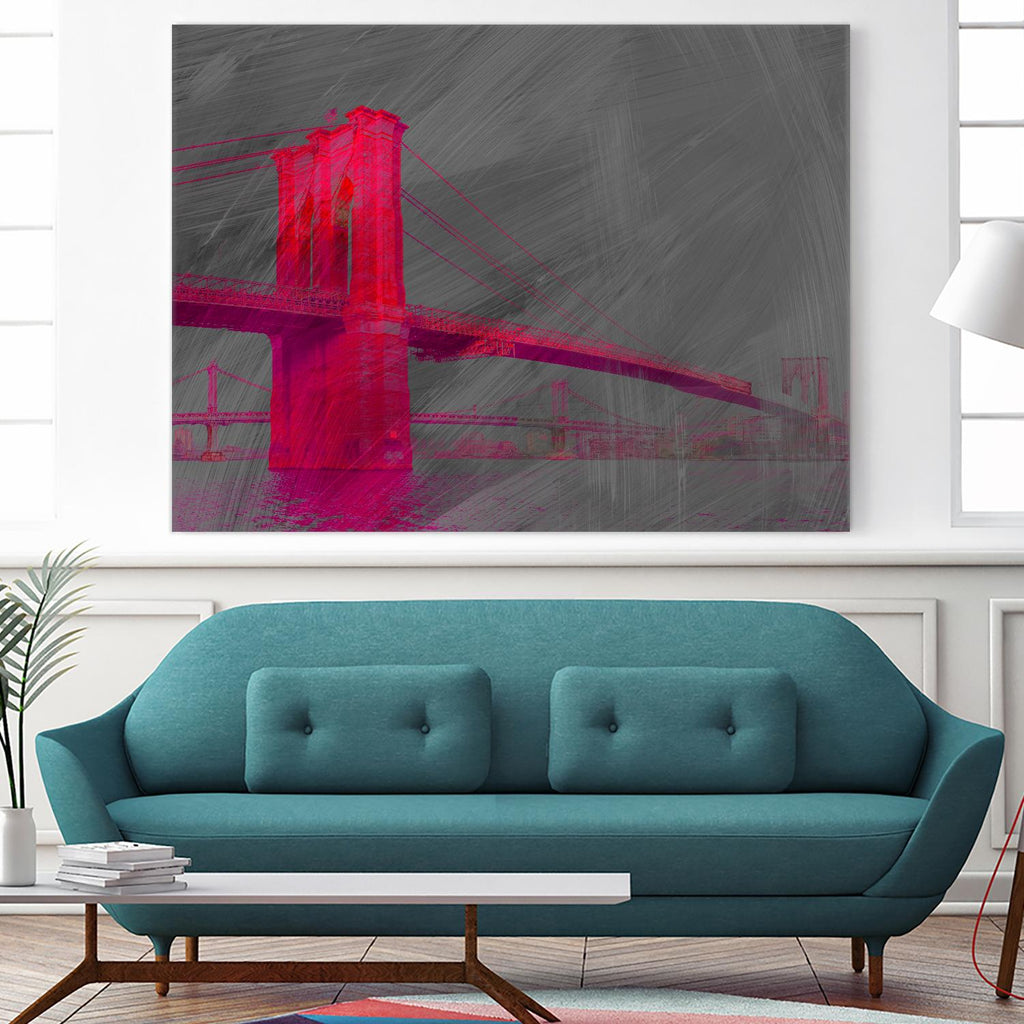 Brooklyn Bridge by THE Studio on GIANT ART - pink city scene