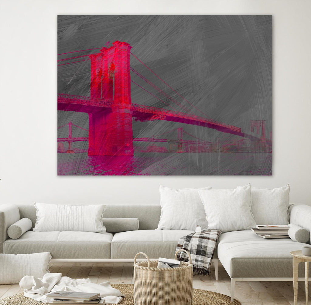 Pont de Brooklyn par THE Studio sur GIANT ART - scène de ville rose