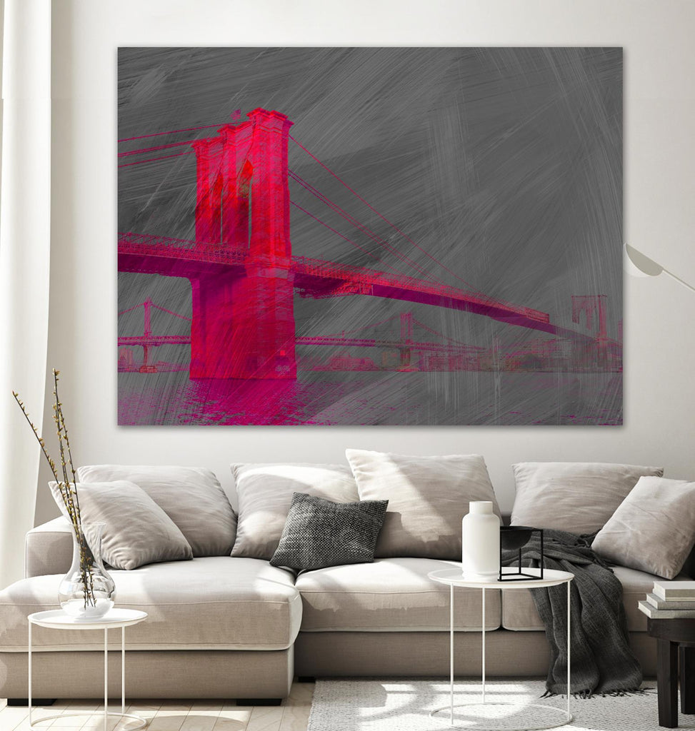 Pont de Brooklyn par THE Studio sur GIANT ART - scène de ville rose