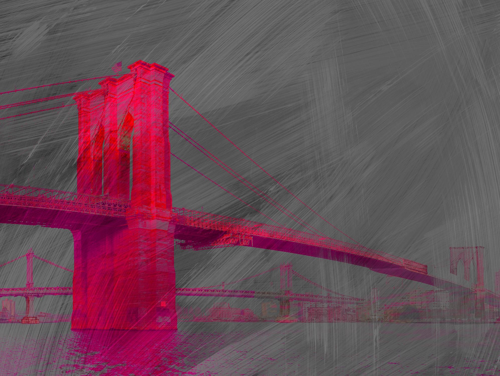 Brooklyn Bridge by THE Studio on GIANT ART - pink city scene