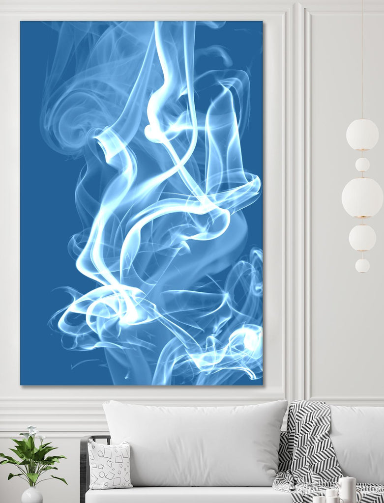 Cyan Smoke de GI ArtLab sur GIANT ART - abstrait blanc