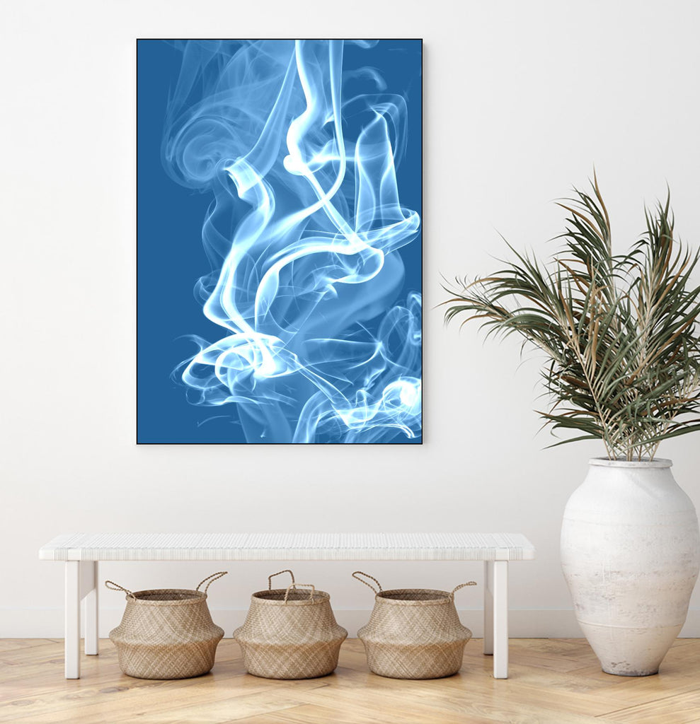 Cyan Smoke de GI ArtLab sur GIANT ART - abstrait blanc