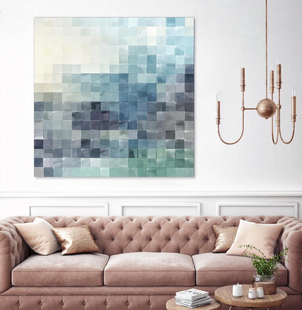 Gridded Watercolor Landscape A by THE Studio on GIANT ART - green abstract