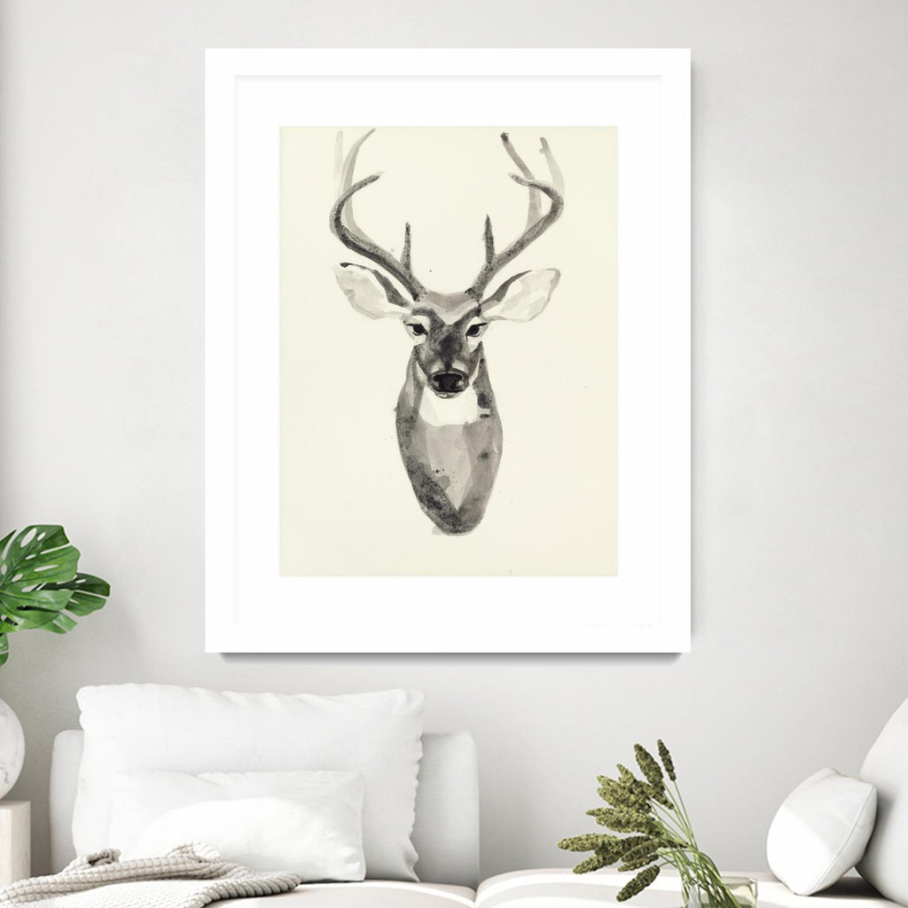 Watercolor Deerhead 2 by Gordon, Ben Gordon on GIANT ART - white black & white deer