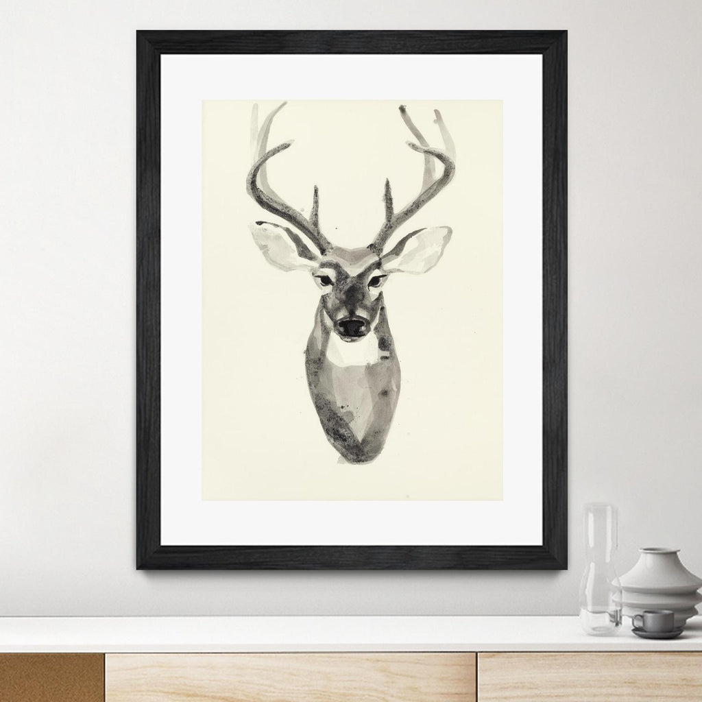 Watercolor Deerhead 2 by Gordon, Ben Gordon on GIANT ART - white black & white deer