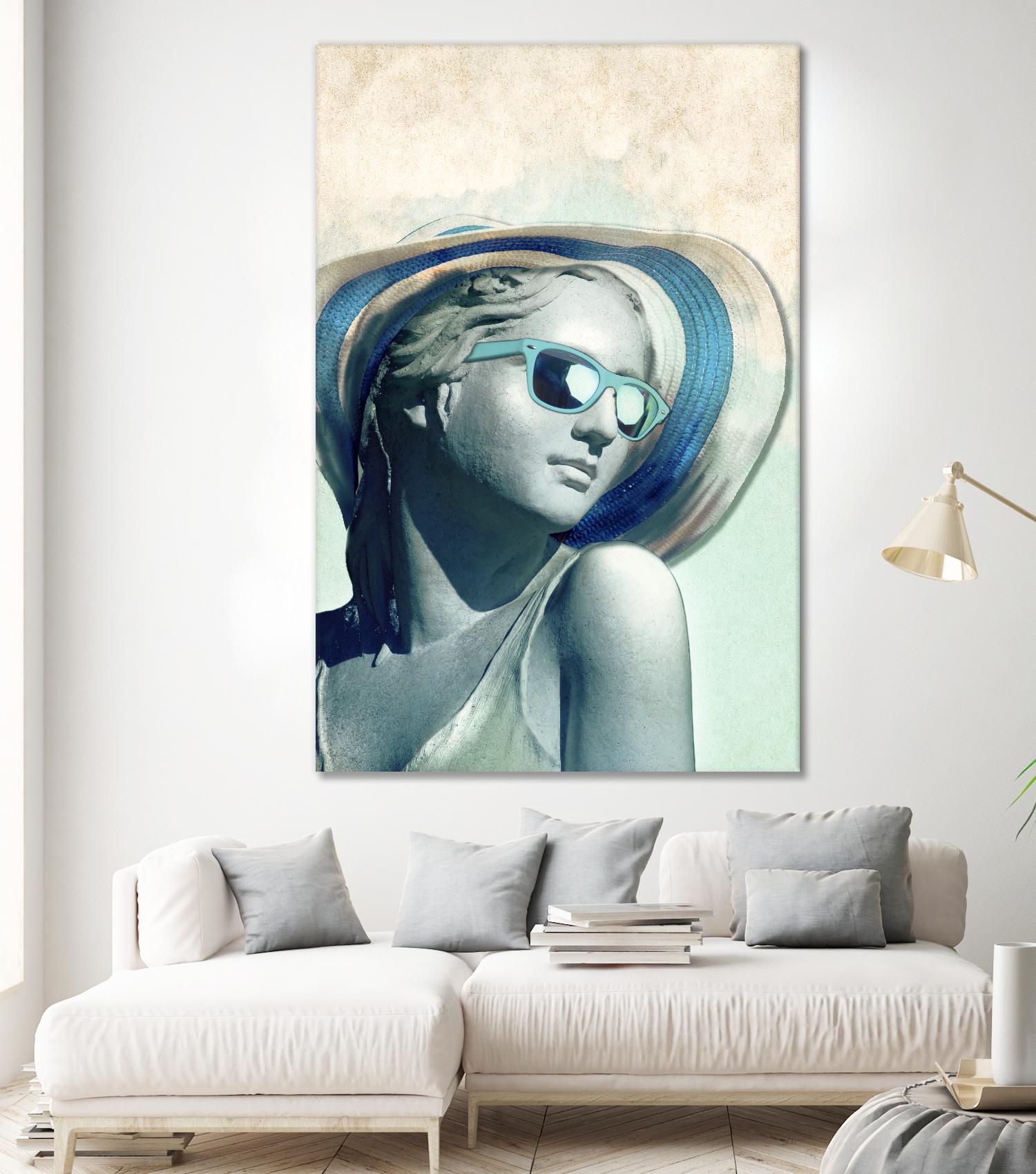 Hipster Statue with Sunhat by THE Studio on GIANT ART - green contemporary