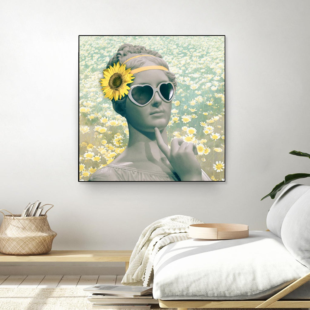 Hipster Statue with Sunflowers by THE Studio on GIANT ART - white contemporary