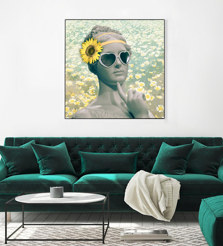 Hipster Statue with Sunflowers by THE Studio on GIANT ART - white contemporary
