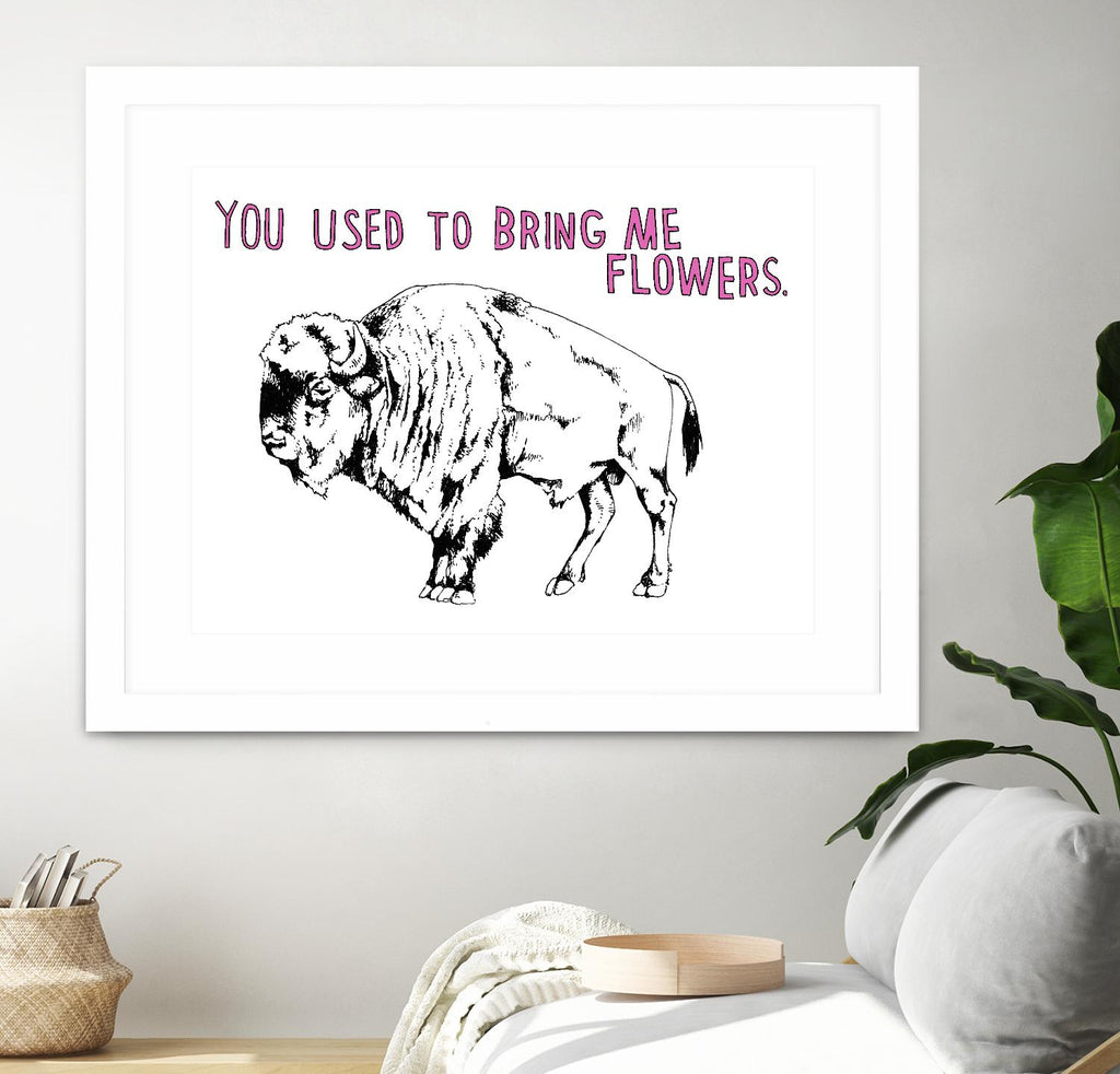 Bison by Natasha Marie on GIANT ART - pink black & white beef