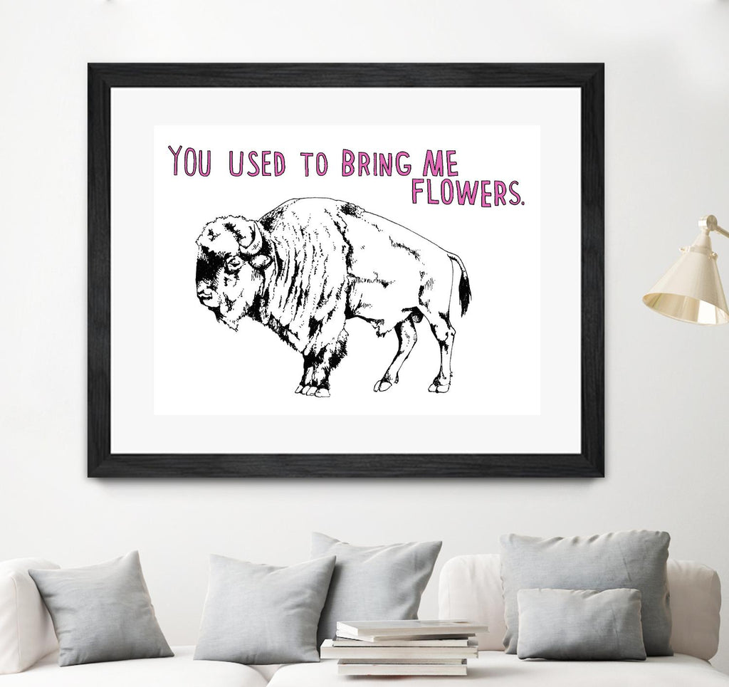 Bison by Natasha Marie on GIANT ART - pink black & white beef