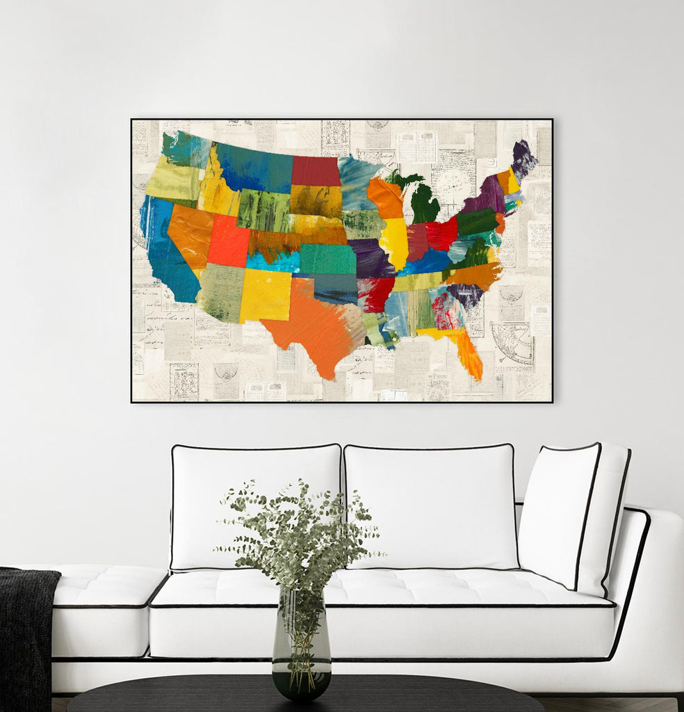 Carte des États-Unis collée par THE Studio sur GIANT ART - cartes vertes