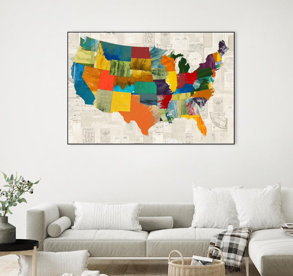Collaged US Map by THE Studio on GIANT ART - green maps