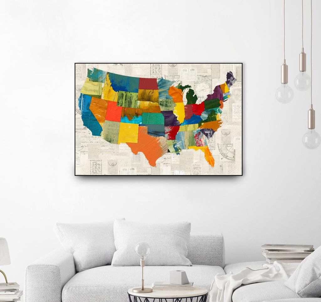 Collaged US Map by THE Studio on GIANT ART - green maps
