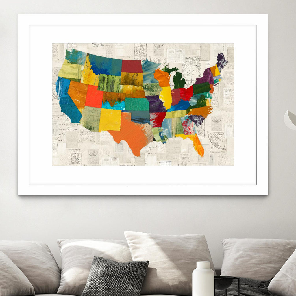 Collaged US Map by THE Studio on GIANT ART - beige illustration us map