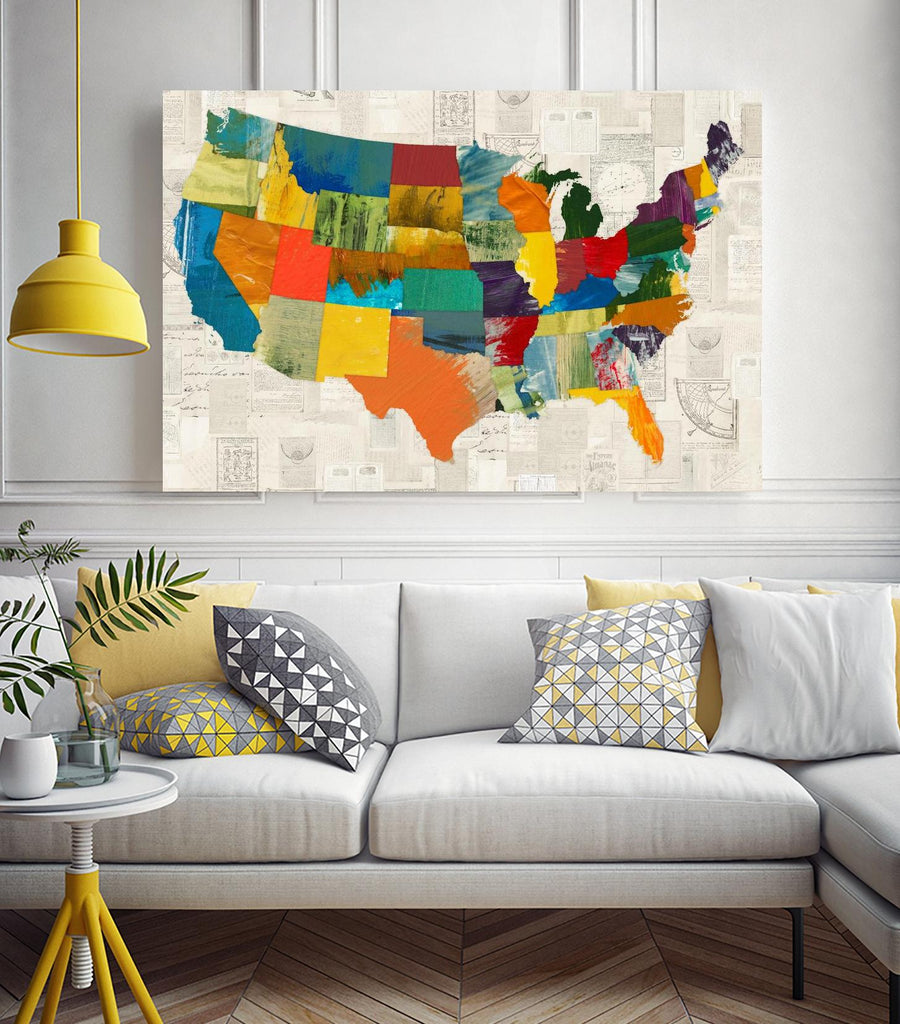 Collaged US Map by THE Studio on GIANT ART - beige illustration us map