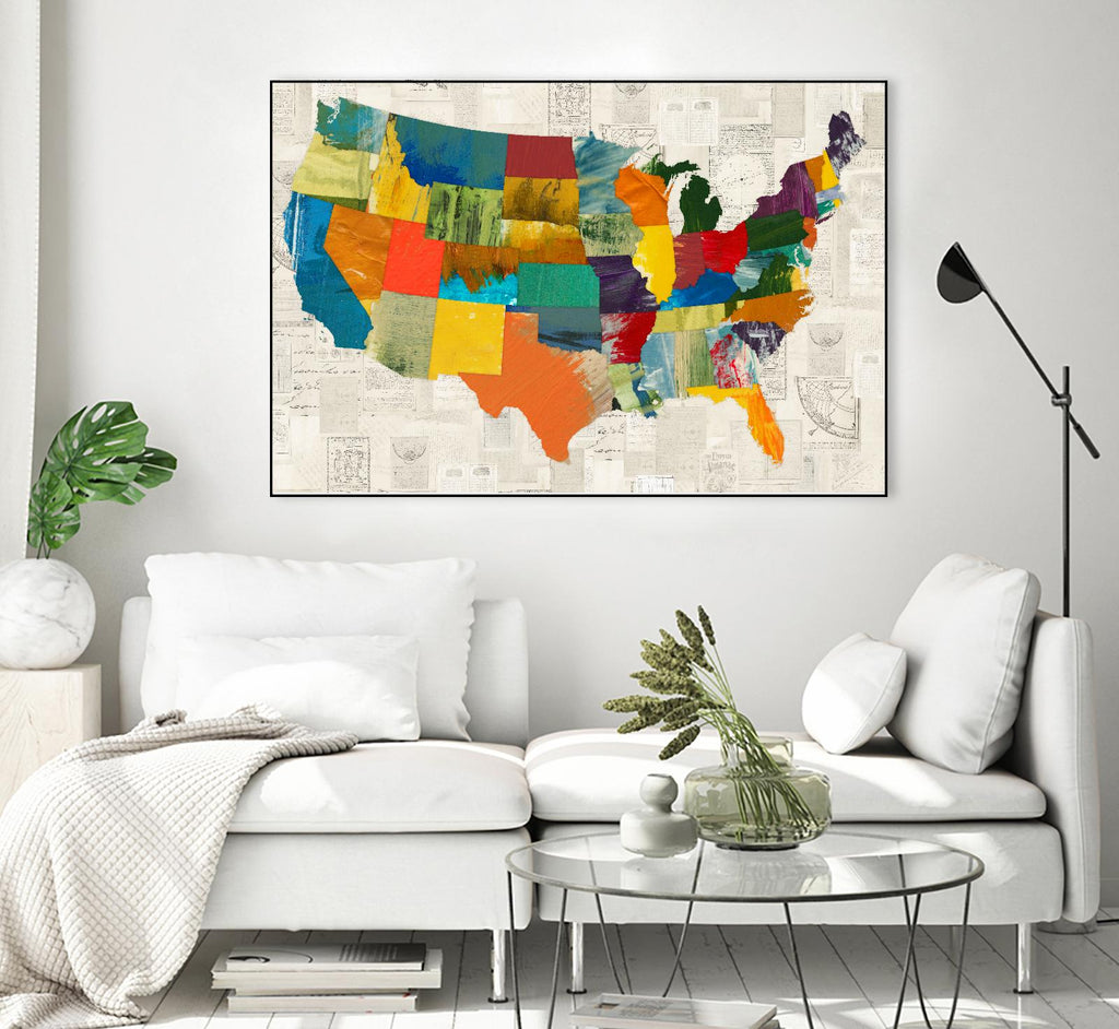 Carte des États-Unis collée par THE Studio sur GIANT ART - cartes vertes