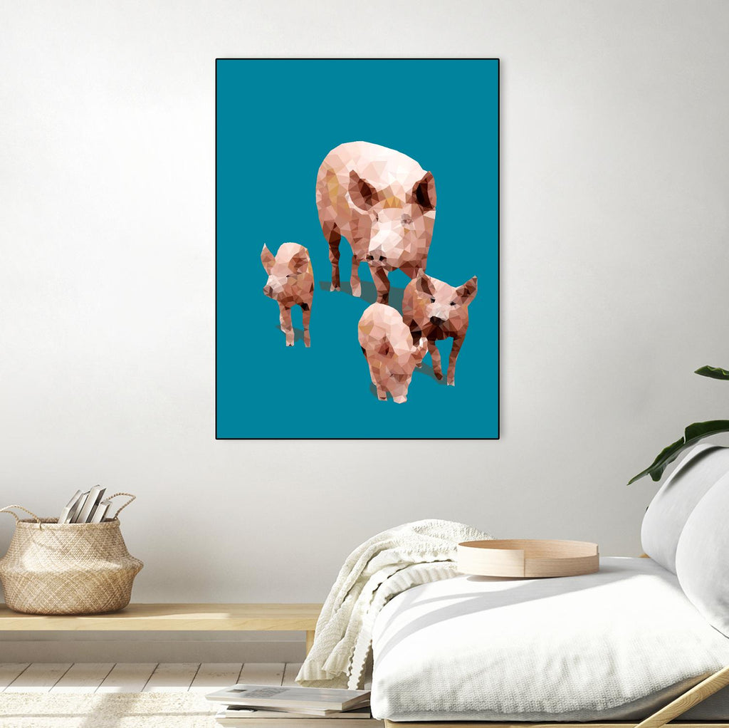 Fractal Pigs by THE Studio on GIANT ART - beige contemporary
