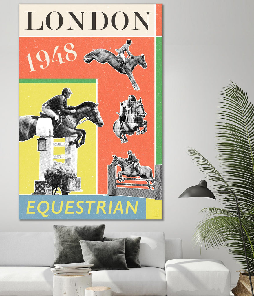 London Equestrian 1948 by THE Studio on GIANT ART - red vintage