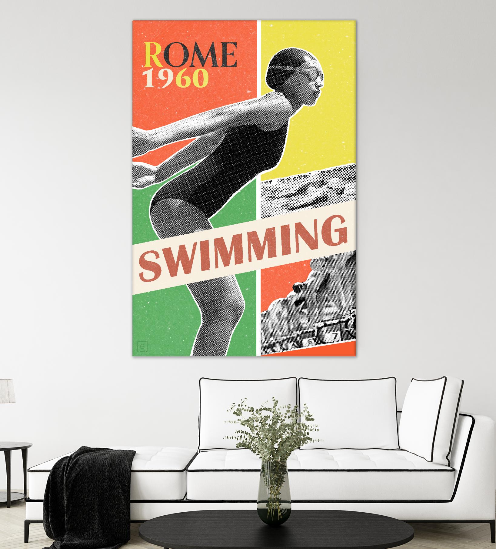 Rome Swimming 1960 by THE Studio on GIANT ART - red vintage