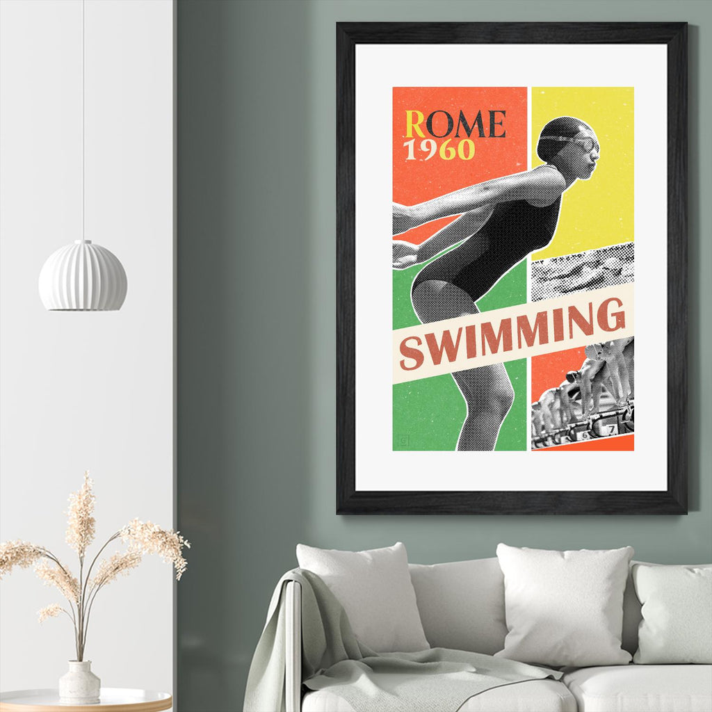 Rome Swimming 1960 by THE Studio on GIANT ART - red vintage