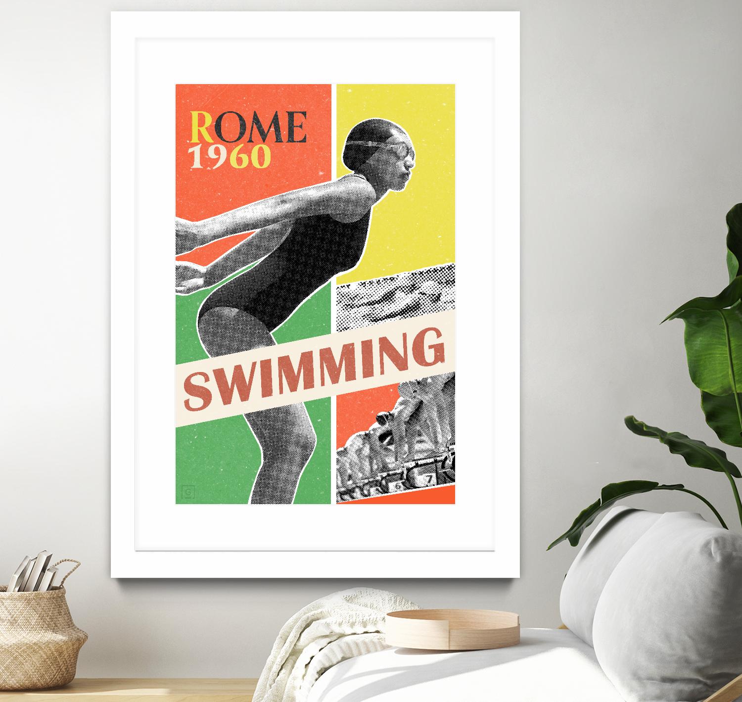 Rome Swimming 1960 by THE Studio on GIANT ART - red vintage