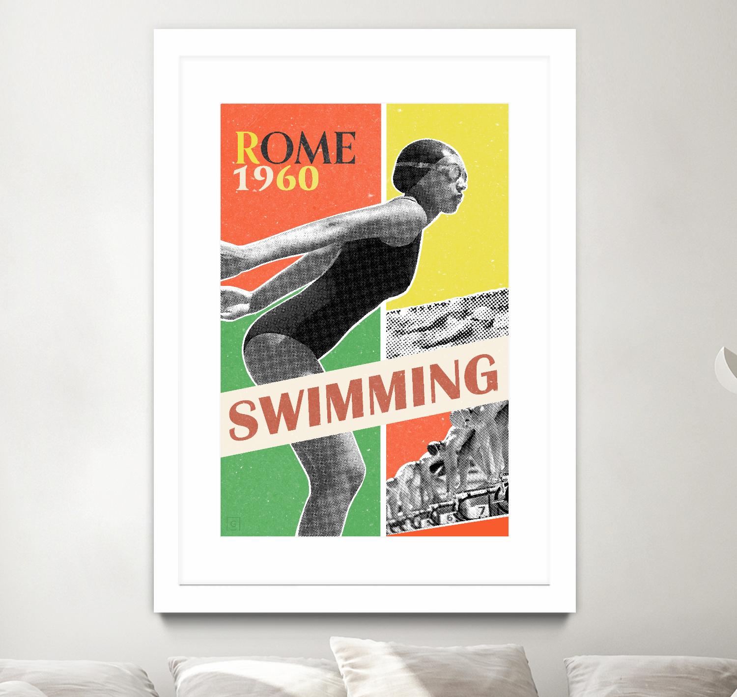 Rome Swimming 1960 by THE Studio on GIANT ART - red vintage