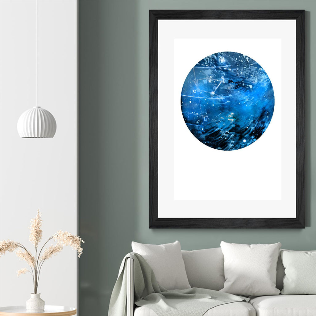 Sphère interstellaire 4 de Katie Todaro sur GIANT ART - abstrait bleu