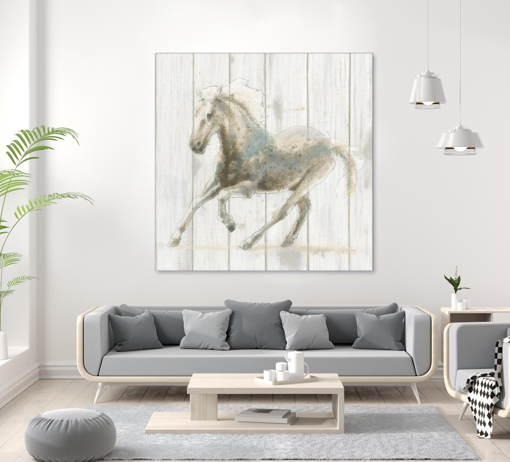 Stallion II on Birch by James Wiens on GIANT ART - grey animals