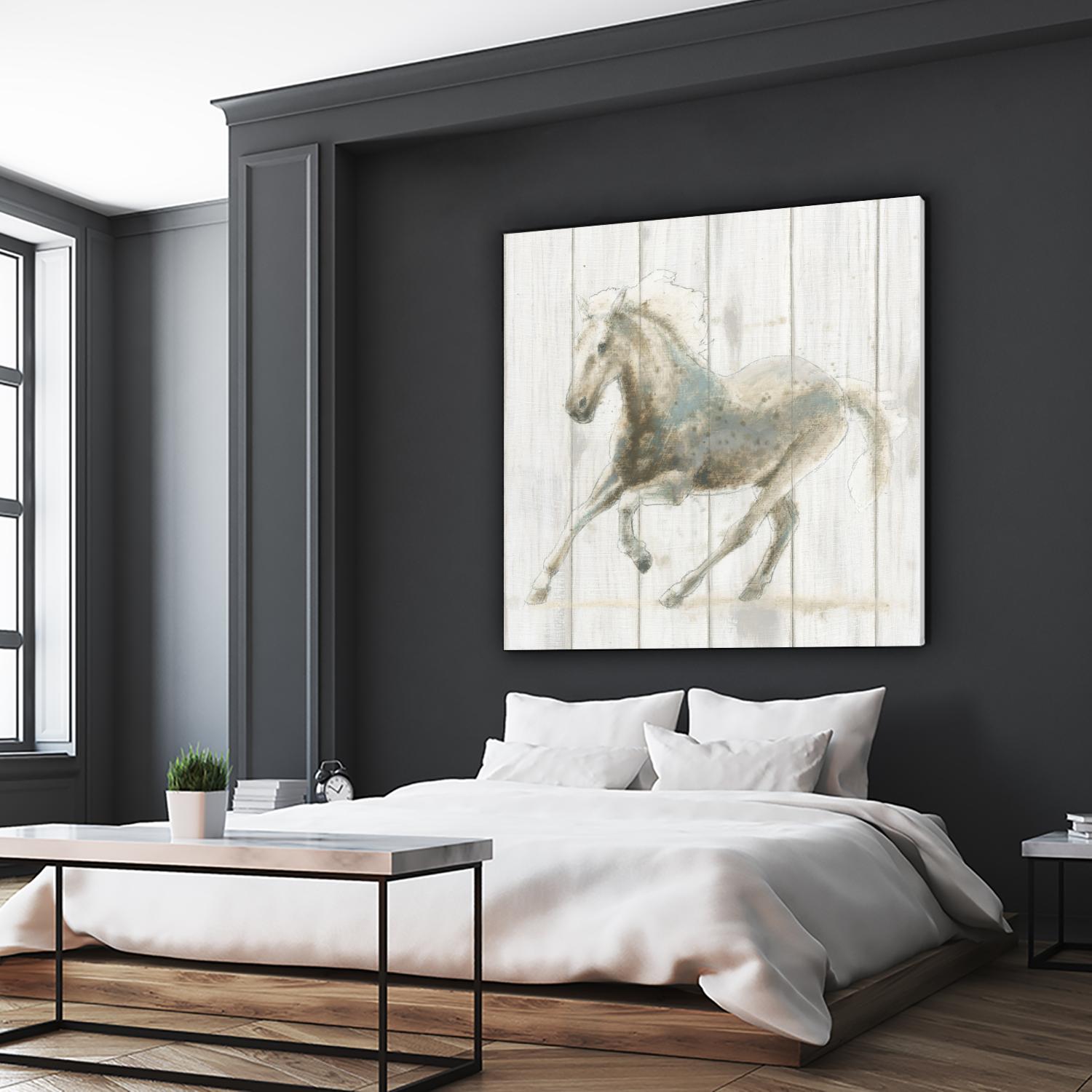 Stallion II on Birch by James Wiens on GIANT ART - grey animals