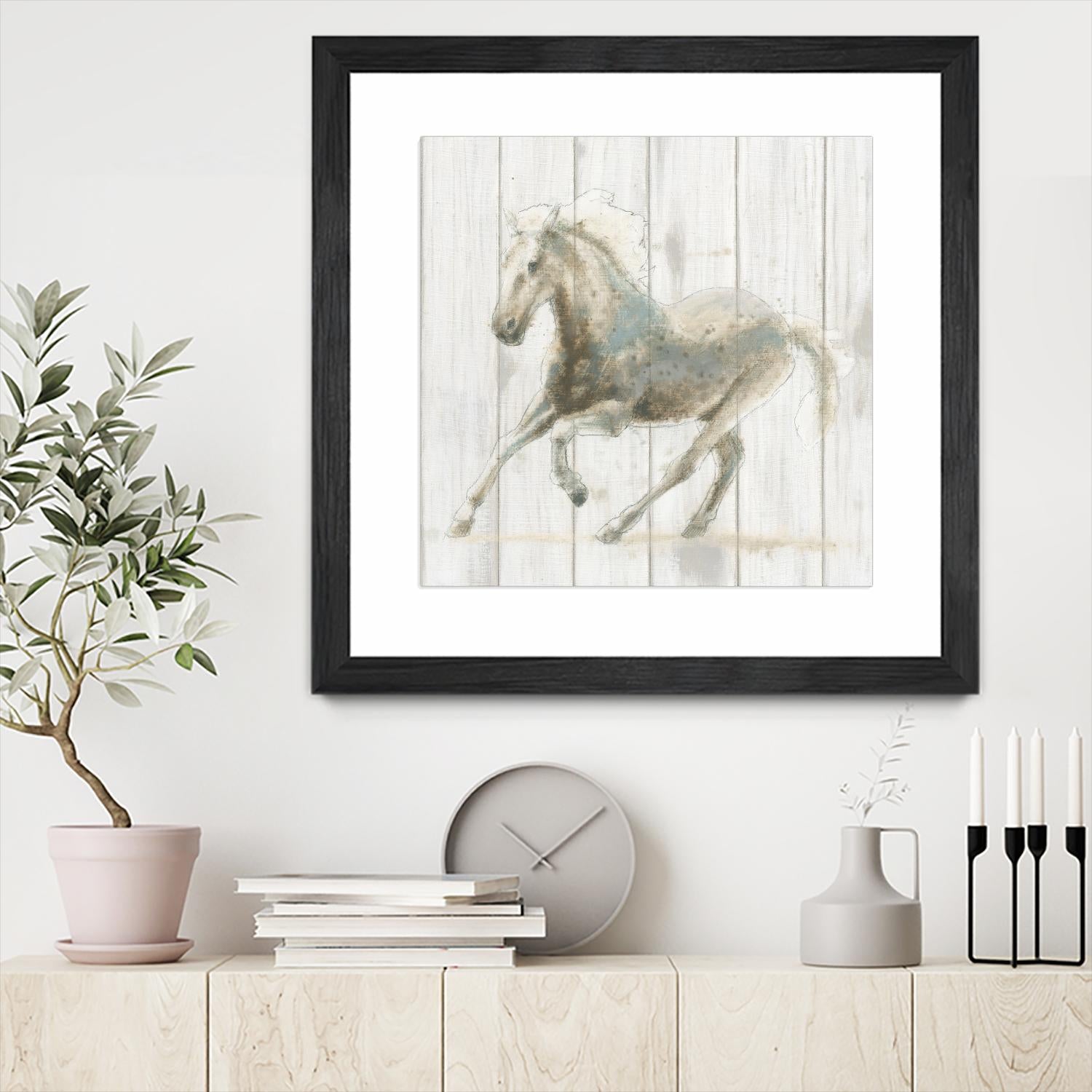 Stallion II on Birch by James Wiens on GIANT ART - grey animals
