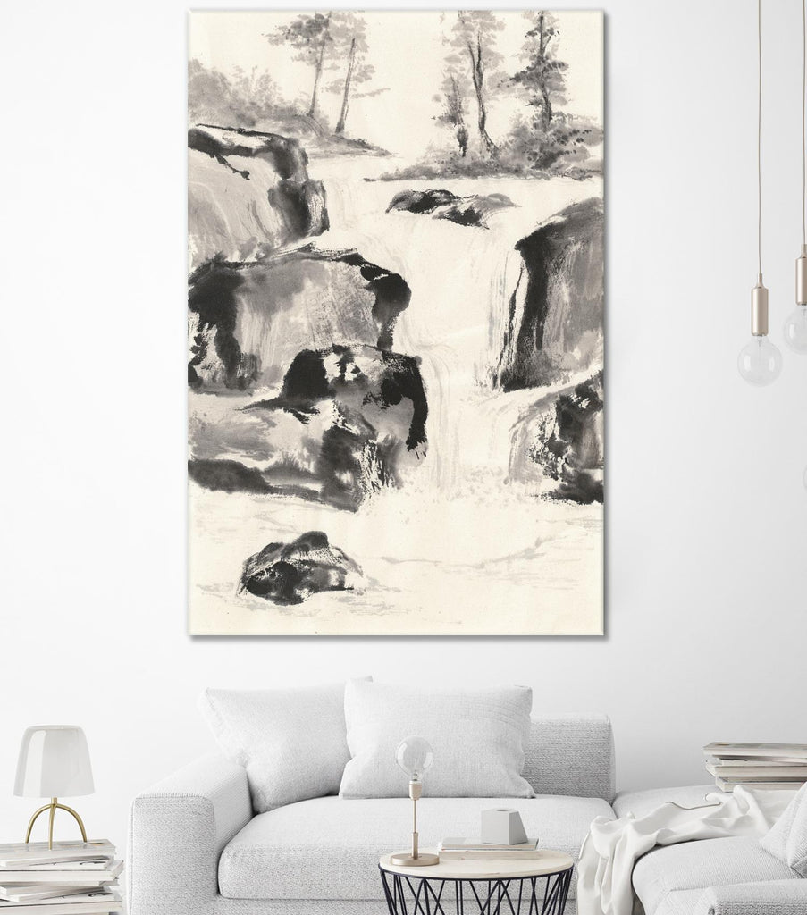 Sumi Waterfall II by Chris Paschke on GIANT ART - grey landscape