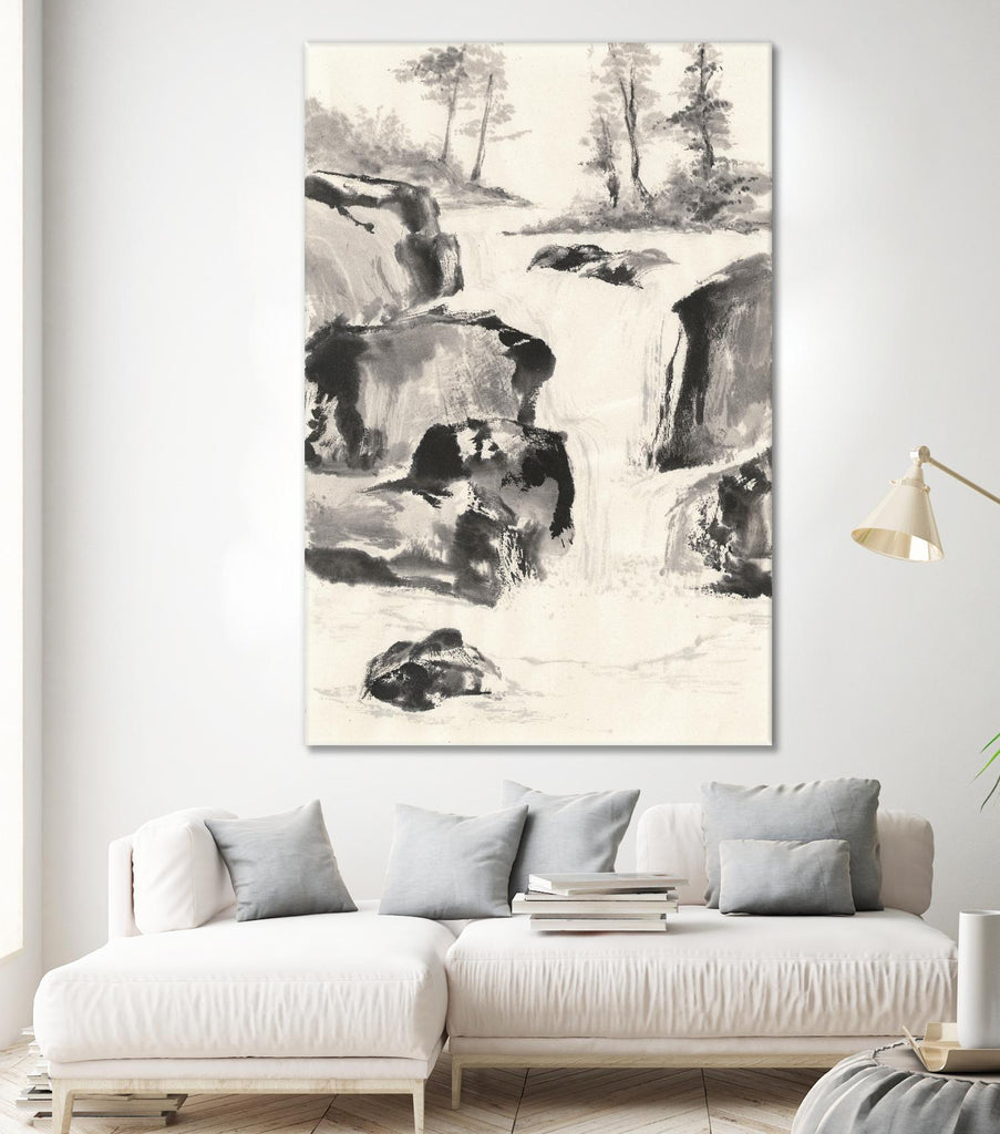 Sumi Waterfall II by Chris Paschke on GIANT ART - grey landscape