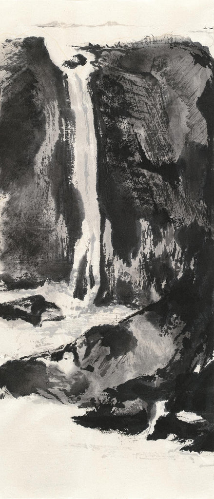 Sumi Waterfall View I by Chris Paschke on GIANT ART - grey landscape
