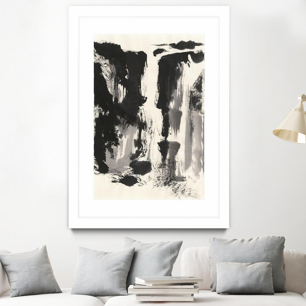 Sumi Waterfall View IV by Chris Paschke on GIANT ART - grey landscape