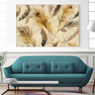 Feather Toss by Albena Hristova on GIANT ART - yellow contemporary