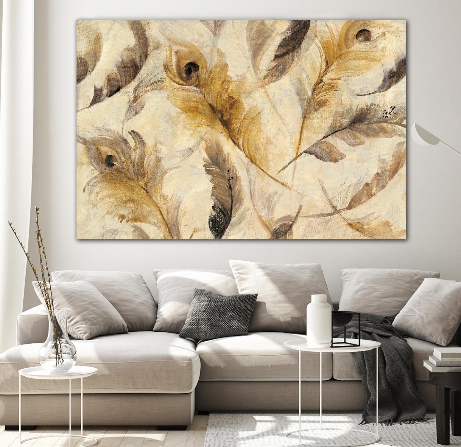 Feather Toss by Albena Hristova on GIANT ART - yellow contemporary