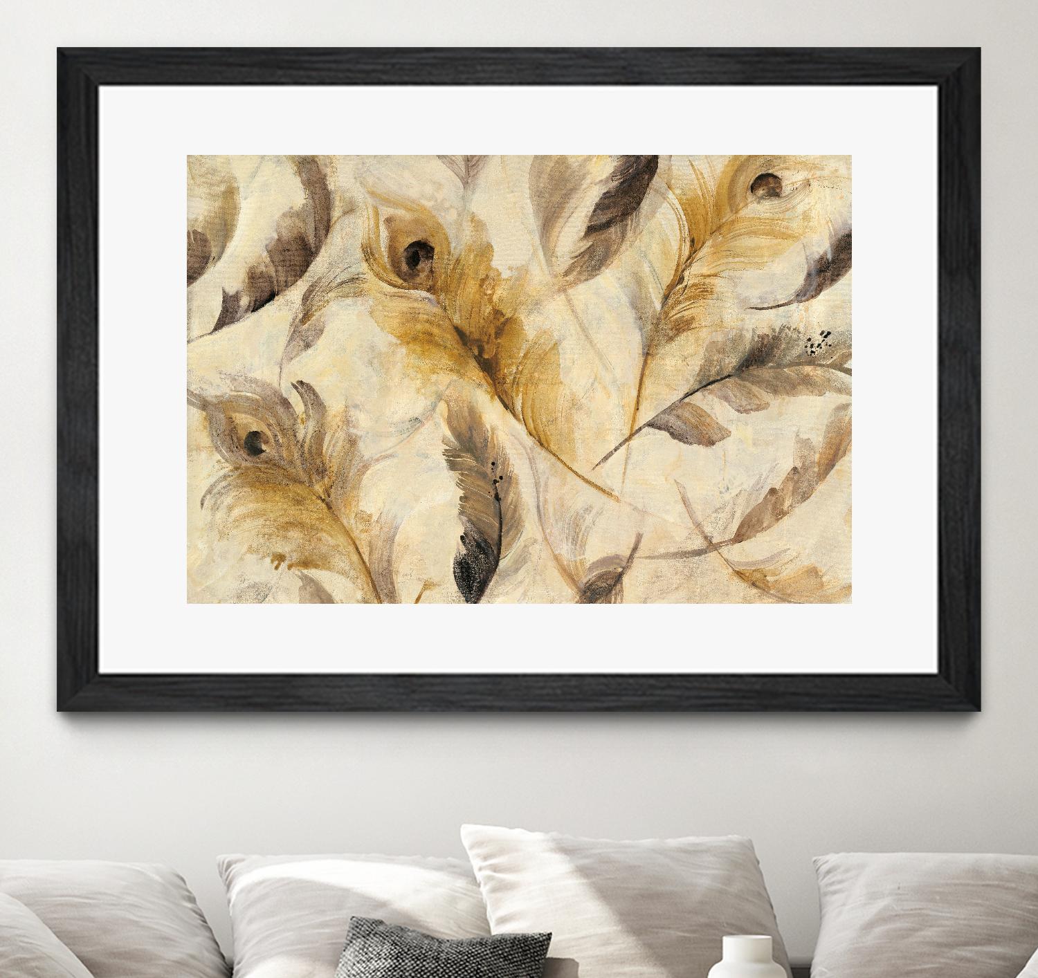 Feather Toss by Albena Hristova on GIANT ART - yellow contemporary