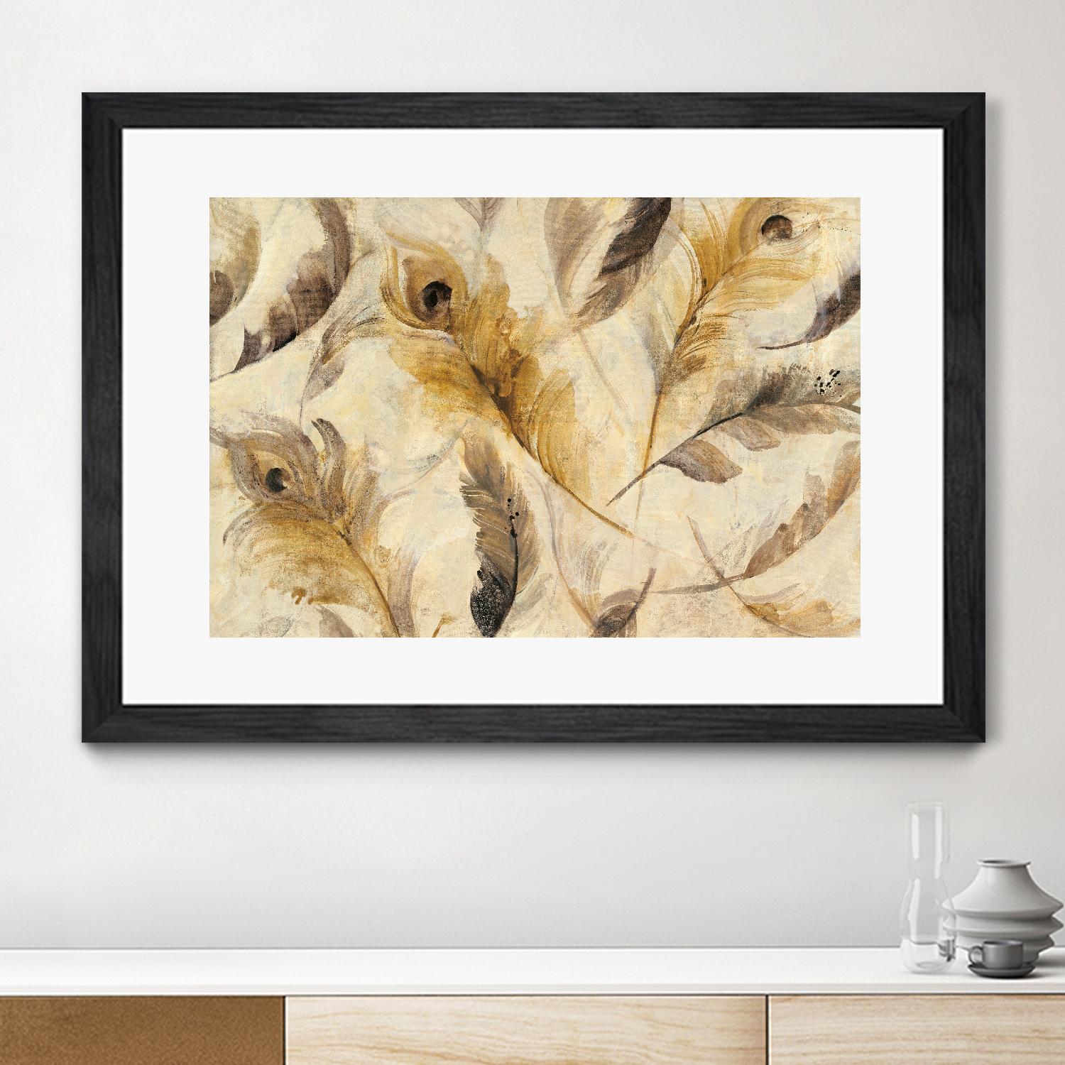 Feather Toss by Albena Hristova on GIANT ART - yellow contemporary