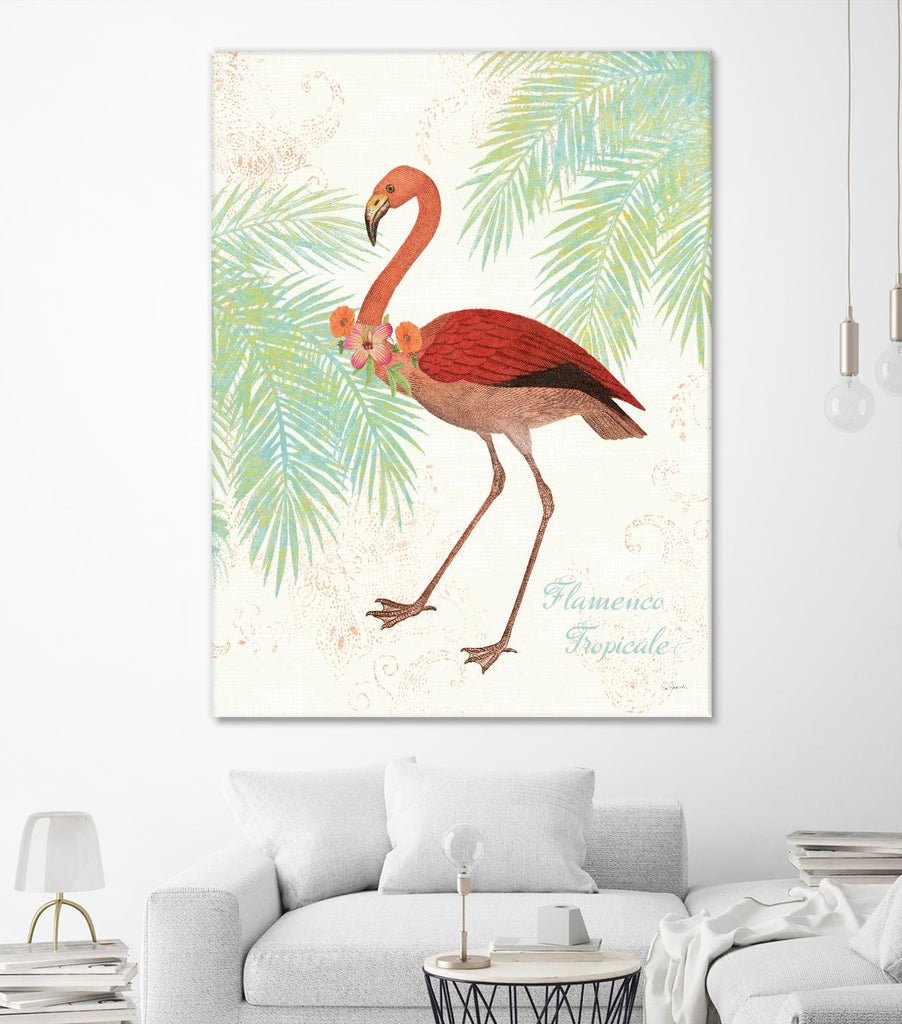 Flamingo Tropicale II par Sue Schlabach sur GIANT ART - vert tropical